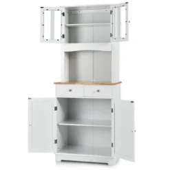 Costway Buffet Hutch Kitchen Storage Cabinet W/ Microwave Stand Storage Shelves -Baxton Studio Store GUEST 8026517a 7179 4181 8b2d 71097d14f0d4