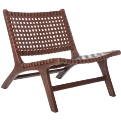 Luna Leather Woven Accent Chair - Safavieh -Baxton Studio Store GUEST 81651aad d736 4e62 8248 483d71f0fca2