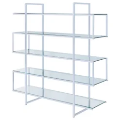 63" Contemporary 5 Shelf Zig Zag Bookcase With Glass Shelves Chrome - Coaster 13 63" Contemporary 5 Shelf Zig Zag Bookcase With Glass Shelves Chrome - Coaster -Baxton Studio Store GUEST 81b8e48c 470c 4362 be2c afd892ff27e8