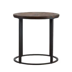 Lymedon Round Reclaimed Wood End Table Natural/Black - Aiden Lane -Baxton Studio Store GUEST 82d6c45d 0e9f 4bd7 bc7f 2d115404bfb4