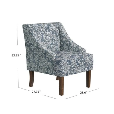 Classic Swoop Arm Chair Jacobean Print Denim - HomePop 9 Classic Swoop Arm Chair Jacobean Print Denim - HomePop - Image 7