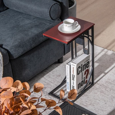 Costway 1PC2 PCS C-Shaped Side Sofa Narrow Snack Table For Living Room Bedroom Small Space 3 Costway 1PC2 PCS C-Shaped Side Sofa Narrow Snack Table For Living Room Bedroom Small Space - Image 2