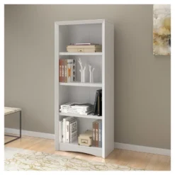 59" Quadra Tall Bookshelf Faux Woodgrain Finish White - Corliving 6 59" Quadra Tall Bookshelf Faux Woodgrain Finish White - Corliving -Baxton Studio Store GUEST 855e3b24 7041 4b3a 90cc 0fda9c70bb89