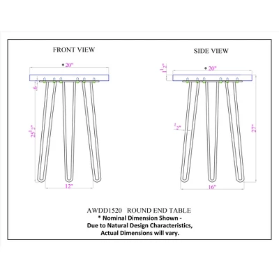 Alaterre Furniture Hairpin Live Edge Round End Table Metal And Wood Natural Brown 6 Alaterre Furniture Hairpin Live Edge Round End Table Metal And Wood Natural Brown - Image 4