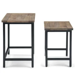 2pc Rhonda Solid Mango Wood Nesting Side Table - Wyndenhall -Baxton Studio Store GUEST 86ecfc71 74b3 4cf7 a8ab 71a0f9d1df75