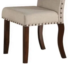Set Of 2 Rubber Wood Dining Chair With Nailhead Trim Brown/Cream - Benzara -Baxton Studio Store GUEST 86ef3bf1 c1fb 4921 bbe5 6256e3f5b56e