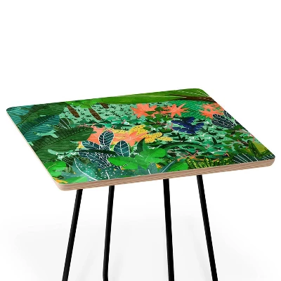 Square 83 Oranges Dense Forest Side Table Green/Black - Deny Designs 3 Square 83 Oranges Dense Forest Side Table Green/Black - Deny Designs