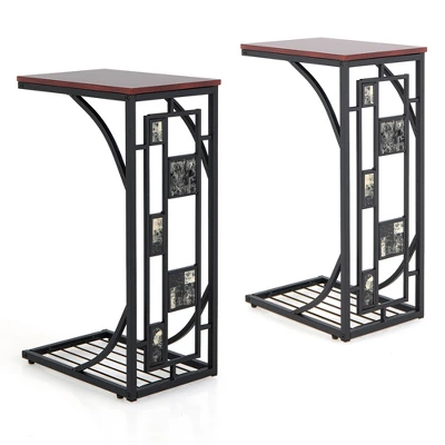 Costway 1PC2 PCS C-Shaped Side Sofa Narrow Snack Table For Living Room Bedroom Small Space 11 Costway 1PC2 PCS C-Shaped Side Sofa Narrow Snack Table For Living Room Bedroom Small Space - Image 10