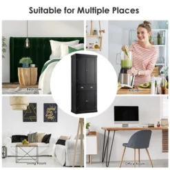 Costway Kitchen Cabinet Pantry Cupboard Freestanding W/Shelves Grey/Espresso -Baxton Studio Store GUEST 8e505ff2 095b 4393 9ed6 502bef8e89c3