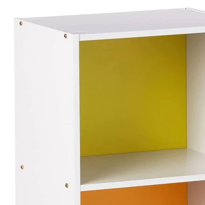 Hodedah Import 12 D X 16 W X 47 H Inch 4 Shelf Bookcase Storage Organizer Solution For Living Room, Bedroom, Or Office, White And Rainbow 4 Hodedah Import 12 D X 16 W X 47 H Inch 4 Shelf Bookcase Storage Organizer Solution For Living Room, Bedroom, Or Office, White And Rainbow - Image 2