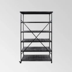 68" Farrells Industrial 5 Shelf Bookcase Gray - Christopher Knight Home -Baxton Studio Store GUEST 8eaf3c4c e1d1 46c1 8ad5 3b15730cdbdc