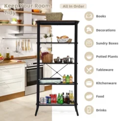Costway 5 Tier Bookshelf Standing Storage Shelf Unit For Kitchen Living Room Office -Baxton Studio Store GUEST 8f4b6ffe 8726 41bf 96a7 34af6c3ca367
