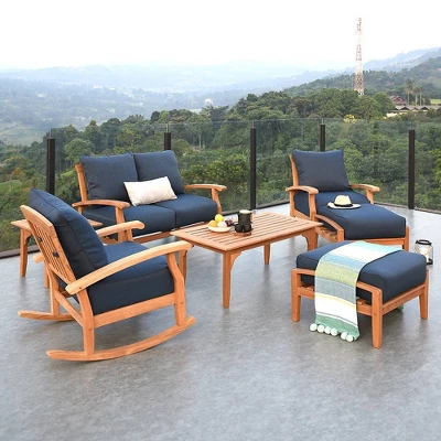 Caterina Teak Patio Rocking Chair With Cushion - Cambridge Casual 7 Caterina Teak Patio Rocking Chair With Cushion - Cambridge Casual - Image 5