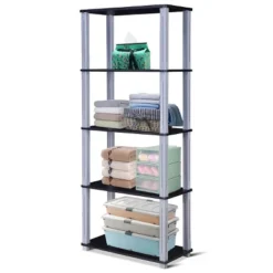 Costway 5-Tier Multi-Functional Storage Shelves Rack Display Bookcase Home Furni Black 16 Costway 5-Tier Multi-Functional Storage Shelves Rack Display Bookcase Home Furni Black -Baxton Studio Store GUEST 90bff8b2 ad49 4202 8fc8 541c0f5a5c60