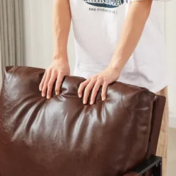 PU Leather Metal Frame Armchair With Non-slip Adsorption Feet And Back Cushion - ModernLuxe -Baxton Studio Store GUEST 90f04f2c 9476 43eb 84d9 8de4a8987e83