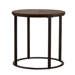 Lymedon Round Reclaimed Wood End Table Natural/Black - Aiden Lane -Baxton Studio Store GUEST 91c6660f fe55 4844 9f5c 6b793619db12