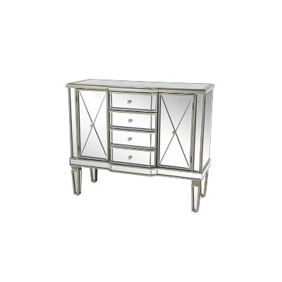 Glam Mirrored Rectangular Storage Cabinet Silver - Olivia & May 3 Glam Mirrored Rectangular Storage Cabinet Silver - Olivia & May