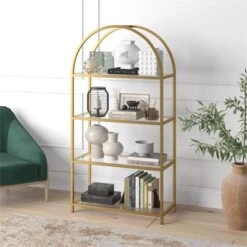 62 In. Arched Brass Finish Bookcase - Henn&Hart 14 62 In. Arched Brass Finish Bookcase - Henn&Hart -Baxton Studio Store GUEST 91ecca51 b3c6 4f93 a147 f2d1f05e6ca6