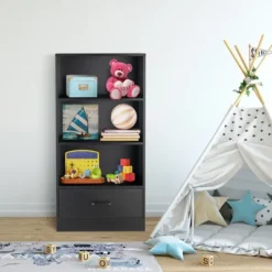 Costway 48'' Tall 4-tier Storage Shelf Wood Bookcase W/Drawer Home Organizer Display Rack 12 Costway 48'' Tall 4-tier Storage Shelf Wood Bookcase W/Drawer Home Organizer Display Rack -Baxton Studio Store GUEST 91f130c4 296a 4e83 a46e 4a469b2b0ee9