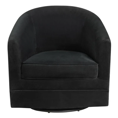 Costway Modern Swivel Barrel Chair Upholstered Velvet Armchair With Metal Base 9 Costway Modern Swivel Barrel Chair Upholstered Velvet Armchair With Metal Base - Image 7