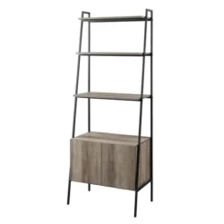72" Open Shelf And Closed Storage Cabinet Ladder Bookcase - Saracina Home -Baxton Studio Store GUEST 95647392 bcf6 4609 85d2 67f249b2f3ff