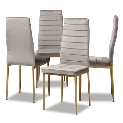 4pc Armand Velvet Fabric Upholstered And Metal Dining Chair Set - Baxton Studio 11 4pc Armand Velvet Fabric Upholstered And Metal Dining Chair Set - Baxton Studio - Image 9