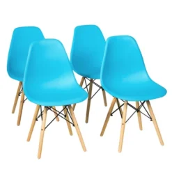 Costway Set Of 4 Modern Dining Side Chair Armless Home Office W/ Wood Legs White/Black/Blue 22 Costway Set Of 4 Modern Dining Side Chair Armless Home Office W/ Wood Legs White/Black/Blue -Baxton Studio Store GUEST 96b15446 1ea7 4311 ace1 9cba424fe723