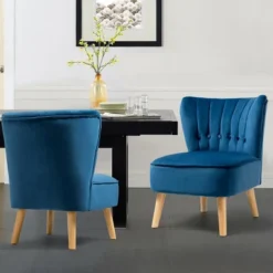 Costway 2PCS Accent Chair Armless Leisure Chair Single Sofa W/ Wood Legs -Baxton Studio Store GUEST 992e7c5a 959e 45d1 ba9a a89e3c3122c3