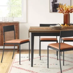 Clion Metal Dining Chair Black/Caramel Faux Leather - Threshold™