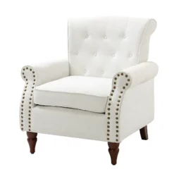 Galatea Wooden Upholstered Accent Armchair With Nailhead Trim | ARTFUL LIVING DESIGN -Baxton Studio Store GUEST 9bfd659e 7983 434a b798 a4288cae3db3