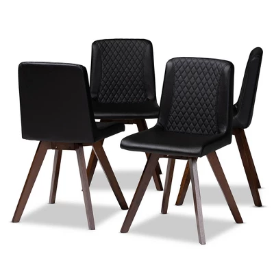 Set Of 4 Pernille Faux Leather Walnut Finished Dining Chairs - Baxton Studio 7 Set Of 4 Pernille Faux Leather Walnut Finished Dining Chairs - Baxton Studio - Image 5