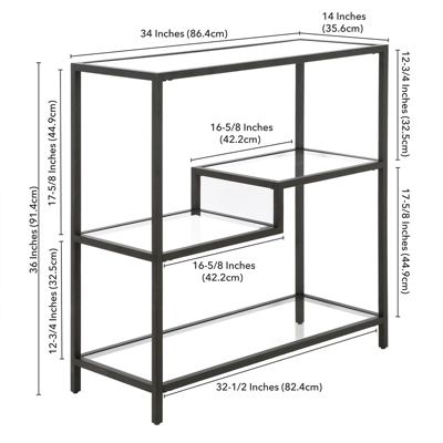 36" Tall Black Bronze Bookcase - Henn&Hart 8 36" Tall Black Bronze Bookcase - Henn&Hart - Image 6