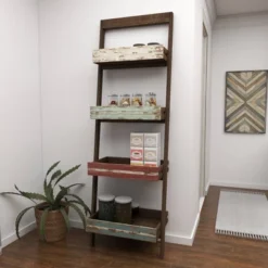 70" Wood 4 Shelf Leaning Shelf Book Shelf Brown - Olivia & May 34 70" Wood 4 Shelf Leaning Shelf Book Shelf Brown - Olivia & May -Baxton Studio Store GUEST 9ee6f466 59d4 4556 bd7d c90e4cbb101e