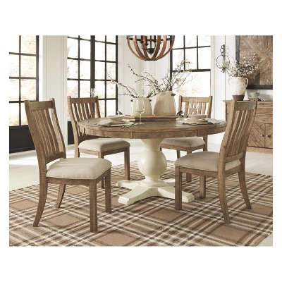 Set Of 2 Grindleburg Dining Upholstered Side Chair White/Light Brown - Signature Design By Ashley 4 Set Of 2 Grindleburg Dining Upholstered Side Chair White/Light Brown - Signature Design By Ashley - Image 2