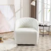 Doris 360° Swivel 21.06'' Seat Width Soft Touch Modern Teddy Upholstered Accent Armrest Barrel Chairs And Diamond Lattice Back-Maison Boucle
