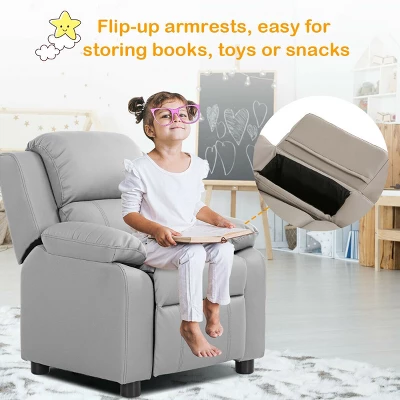 Costway Kids Sofa Deluxe Padded Armchair Recliner Headrest W/ Storage Arms 5 Costway Kids Sofa Deluxe Padded Armchair Recliner Headrest W/ Storage Arms - Image 3