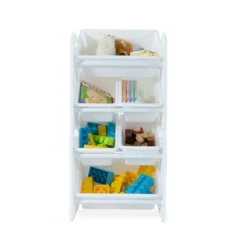 UNiPLAY Toy Organizer With 6 Removable Storage Bins And Block Play Panel, Multi-Size Bin Organizer