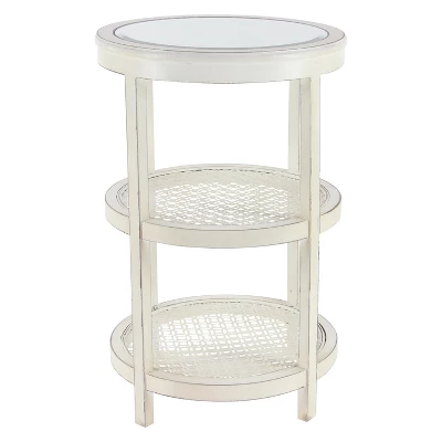 Metal And Wood 3 Tier Round Accent Table White - Olivia & May 3 Metal And Wood 3 Tier Round Accent Table White - Olivia & May