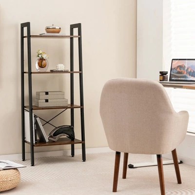 Costway 4-Tier Bookshelf Industrial Display Storage Shelf Plant Flower Stand Metal Frame 9 Costway 4-Tier Bookshelf Industrial Display Storage Shelf Plant Flower Stand Metal Frame - Image 7