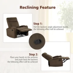 Costway Recliner Chair Single Sofa Lounger With Arm Storage & Cup Holder CoffeeGreyBrown 18 Costway Recliner Chair Single Sofa Lounger With Arm Storage & Cup Holder CoffeeGreyBrown -Baxton Studio Store GUEST a4ebb134 7dea 4660 9bdf 947e4a5f300e