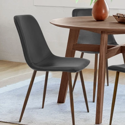 Set Of 4 Bingo Faux Leather Dining Chair Walnut Leg-Maison Boucle 4 Set Of 4 Bingo Faux Leather Dining Chair Walnut Leg-Maison Boucle - Image 2