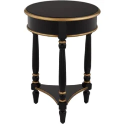 55 Downing Street Modern Luxe Wood Round Accent Side End Table 18 1/4" Wide With Shelf Black Gold For Living Room Home House -Baxton Studio Store GUEST a6833e4c 8d8a 4b94 8a69 b037ea3da22f