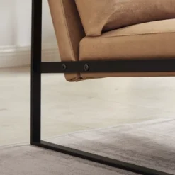 PU Leather Metal Frame Armchair With Non-slip Adsorption Feet And Back Cushion - ModernLuxe -Baxton Studio Store GUEST a6f0dfe4 6914 421e 88bf 3790e496ca9c