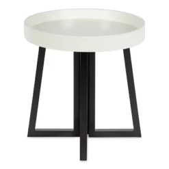 Kate And Laurel Avery Round Wood Side Table, 20x20x20, Black And White -Baxton Studio Store GUEST a70009f0 7e54 4edd 8f46 70a4301cceee