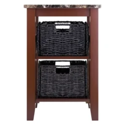 Zoey Side Table Faux Marble Top With Baskets Walnut/Chocolate - Winsome -Baxton Studio Store GUEST a9382cb6 e471 4198 b93c 110c9209dc66