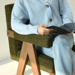 Set Of 2 Morgan Upholstered 19.7" Wider Seat And Armrest With Upside Down "V" Shape Design Rubberwood Legs Accent Chair-The Pop Maison -Baxton Studio Store GUEST aa4ed90e 05d8 4898 8ce3 09015fc6c30c