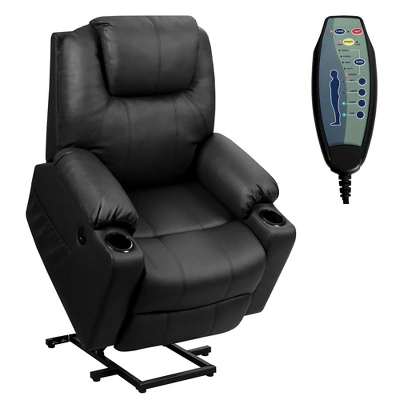 Costway Electric Recliner Chair Massage Sofa Leather W/ USB Charge Port BrownBlack 12 Costway Electric Recliner Chair Massage Sofa Leather W/ USB Charge Port BrownBlack - Image 10