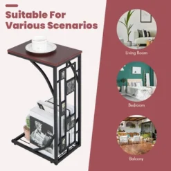 Costway 1PC2 PCS C-Shaped Side Sofa Narrow Snack Table For Living Room Bedroom Small Space 18 Costway 1PC2 PCS C-Shaped Side Sofa Narrow Snack Table For Living Room Bedroom Small Space -Baxton Studio Store GUEST afdf60c5 d06c 41bc 9b99 bd8b3a05c19f