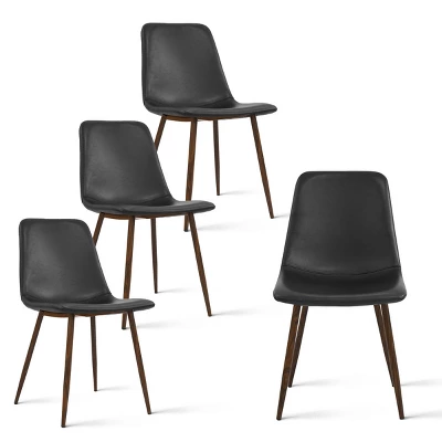 Set Of 4 Bingo Faux Leather Dining Chair Walnut Leg-Maison Boucle 3 Set Of 4 Bingo Faux Leather Dining Chair Walnut Leg-Maison Boucle