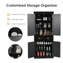 Costway Kitchen Cabinet Pantry Cupboard Freestanding W/Shelves Grey/Espresso -Baxton Studio Store GUEST b16b13ef a420 4833 9ace 48080b97471f